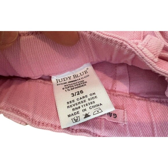 Judy Blue Jeans Women’s 3/26 Pink Garment Dyed High Rise Jogger Stretch Denim - Picture 6 of 15